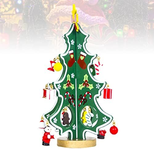 Toyvian Božićni dekor drveni desktop Božić od 2 mini božićne stablo Desktop Drvena božićna stablo