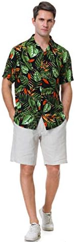 Damipow Havajske majice za muškarce kratki rukav Aloha na plaži na plaži Cvjetni ljetni casunski