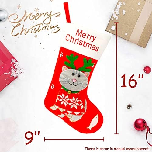 Hopearl 16 Cat Božić čarapa 3d držač za kućne ljubimce Kitty Ornament poklon torbe za kućne