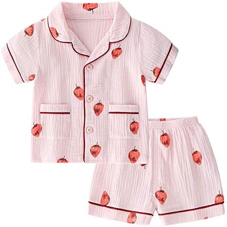 BINIDUCKLING Toddler button up pidžama ljeto Pjs za djevojčice dječake 18 mjeseci - 9 godina