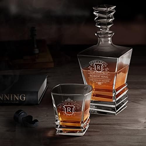 Maverton ugravirani Set viskija za muškarca-elegantan geometrijski bokal sa 6 čaša za njega - geometrijski