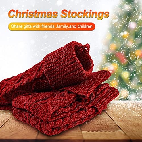 QACOWW 3 Pakovanje božićne čarape, 18-inčni veliki kabelski pletiva čarapa Pokloni i ukrasi, pogodno za