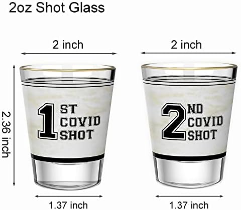 HAMLLO 1. & amp; 2. Covid Shot Glass Set od 2, 2oz slatki smiješni Karantenski pokloni, čašice za rođendan, dan