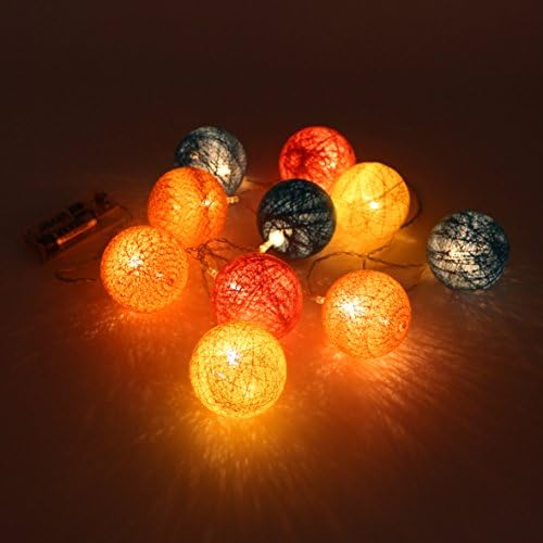 CVHOMEDECO. Šarene tkane kugle LED žičane lampice na baterije za kućne spavaće sobe svadbena zabava rođendan Valentinovo i praznik Sezonski dekor, 5 ft/10 LED