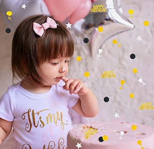 300 komada Glitter Gold Happy Birthday party Confetti Rođendan kolač Confetti Glitter Balloon Wine Star