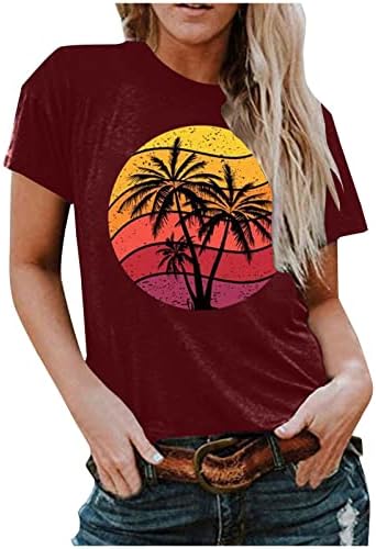 Ženska majica s kratkim rukavima palminski palminski grafički grafički tee vrhunske žene ljetna plaža