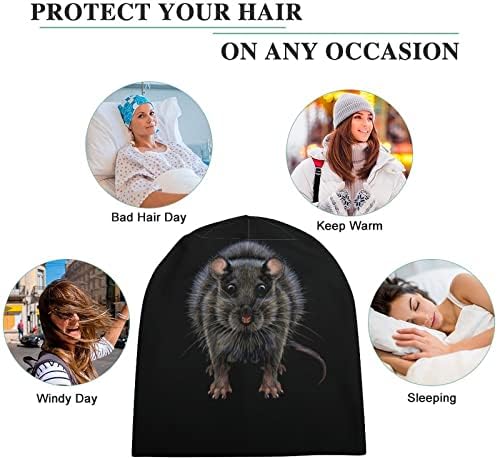Grafička boja Portrei miš Beanie Cap Meko toplo pulover pulover kapu za spavanje Spavaj za unisex