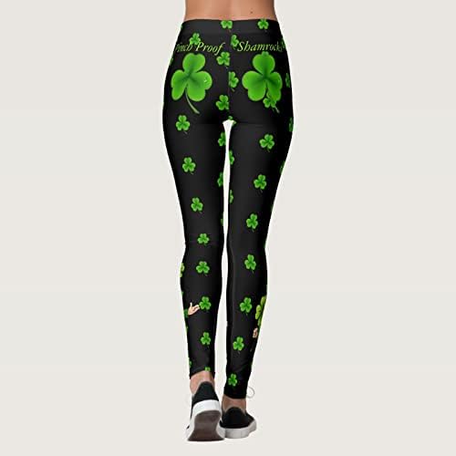 YALFJV ženske pantalone za jogu sa džepom ženske Paddistripes Good Luck zelene pantalone Print helanke