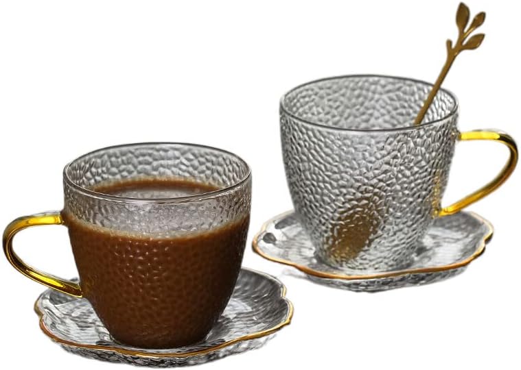Lemail Wig Espresso Cup mali delikatni kup i tanjir Set Glass Continental Popodne 意式 浓缩 咖啡杯 小 精致杯碟 套装 玻璃 欧式
