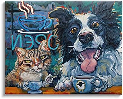 Stupell Industries kafić Pets Cat Dog Open Diner pult, dizajn CRO Townsend canvas Wall Art, 30