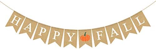 Jute Burlap Happy Fall Banner Maple Pumpkin Jesen Festival Dan zahvalnosti Dan zahvalnosti Kamina