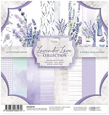 Creations Couture - Lavanda Ljubavna papirna ploča - 6,5 x 6,5in - 8 dizajna x 3 | 24 lista