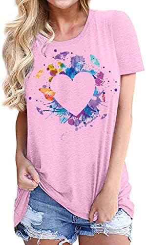 Valentines Day Shirts for Women Cute Love Heart Shirts Regular Fit Loose Fit Summer Tee Tops Shirt