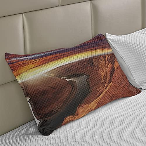 Ambesonne Pejzaž pleteni jastuk od prekrivača, pejzaži rijeke između stijena s nikom neba,