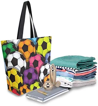 ALAZA Colorful Rainbow Soccer Ball Canvas tote tote top Handle torbice velike torbe za višekratnu