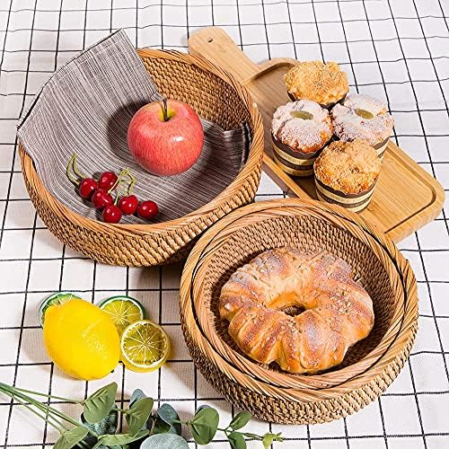 ZCSXS Korpa za kruh 3 Veličina Wicker Košar za voćnu košaru Ručno izrađena ukrasna zdjela za posluživanje