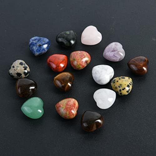 Nuzujx paket od 16 kamenja u obliku srca, 0,59INCH Mješani zacjeljivanje kristalnog prirodnog