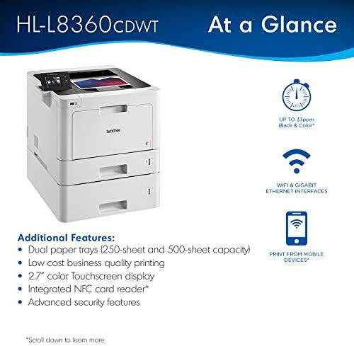 Brother poslovni laserski štampač u boji, HLL8360CDWT, bežično umrežavanje, automatsko dvostrano štampanje