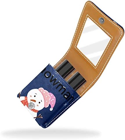 ORYUEKAN Mini torba za šminkanje sa ogledalom, torbica za kvačilo od umjetne kože, crtani snjegović Božić
