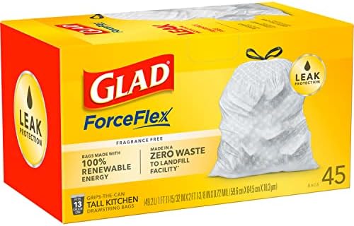 Glad silaFlex visoke kuhinjske posude za smeće, vrećica od 13 galona bijele otpad za kuhinjsku kantu za smeće,