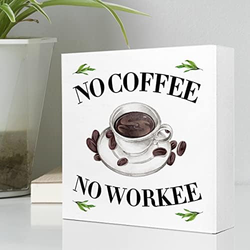 Bez kafe bez radnog stola dekor za drveni znak za kafu, smiješni ukrasi za stolni stol za kafu za kućni Kuhinjski