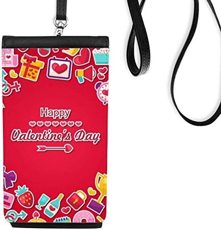 Crveni sretan Valentinovo Heart Love Telefon novčanik torbica Viseće mobilne torbice Crni džep