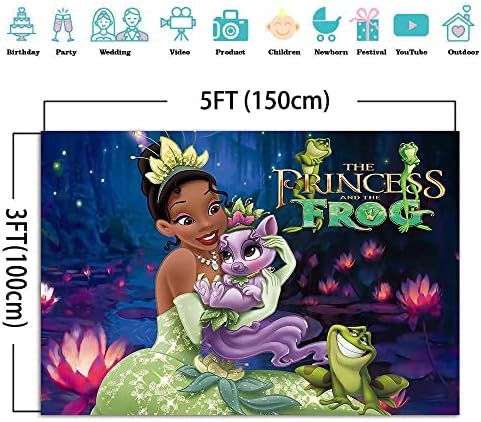 5x3ft princeza i žaba Photo pozadina Tiana princeza djevojke Rođendanska zabava fotografija