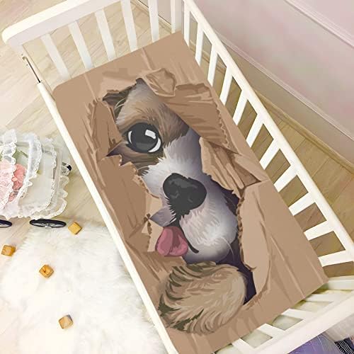 Alaza Slatki pas Peekting Zabavni listovi krevetića za životinje ugrađeni bassinet listom za