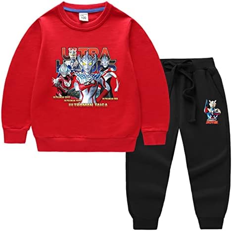 Narkoox Pister Boys Grafički pamučni duks-ultraman dukserica sa hlačama, 2 komada TrackSit pulover