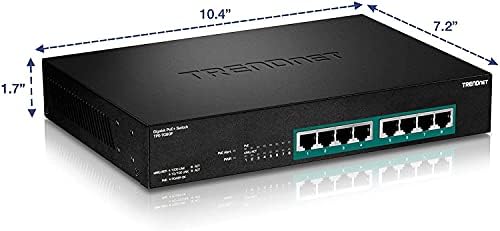 TrendNet 8-port Gigabit Poeni Poe + prekidač, 8 x Gigabit POE + portovi, 240W Power Budget, 16Gbps Preklopni