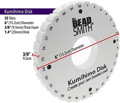 Beadsmith okrugli kumihimo disk, promjer od 6 inča, 3/8 guste pjene, nakit za pletenje, kutija od 10