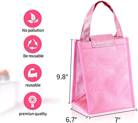 WANGDEFA Pink Glitter lunch Bag Sparkle Glitter Pink lunch Boxes višekratna torba za Ručaksglitter