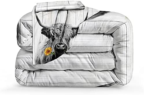 LRIS posteljina Highland Cowwland Podelja posteljina od suncokreta Comforter Set Twin Veličina Bull Cattle Animal