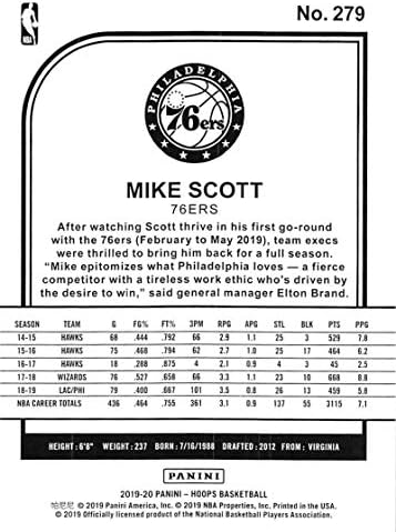 2019-20 panini obruči zima 279 Mike Scott Philadelphia 76ers NBA košarkaška trgovačka kartica