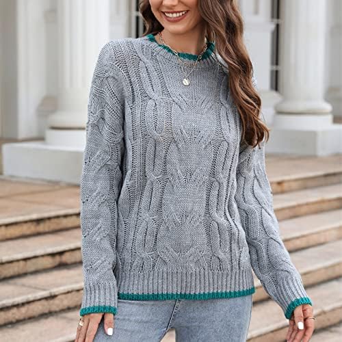 Ženski pumpo i zimski ispis pleteni džemper s dugim rukavima ležerni džemperi za 2022. godinu