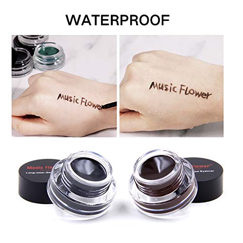 Music Flower Dual Ended eyeliner Pencil - crna & kremasti Gel za oči - crna + smeđa, vodootporna razmazana