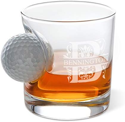 Personalizirano staklo za viski - Staromodno lowball staklo sa ugrađenom pravom lopticom za Golf-prilagođeni