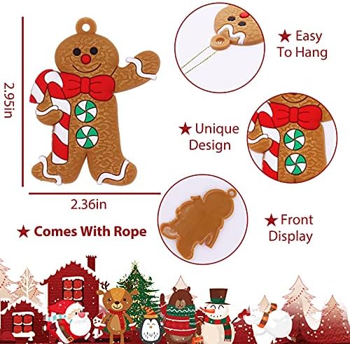 12 paket Božić Gingerbread Man viseći ukras, sortirana Mini glinena figurica Božić Gingerman viseći ukrasi,