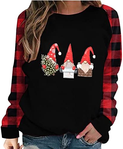 Božićne košulje za žene Gnomes Grafički print Pulover dugih rukava majica Ležerne prilike