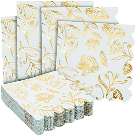 50 pakovanja plave zlatne folije cvjetne papirne salvete s skelopiranim ivicama za vjenčani prijem, svadbeni tuš