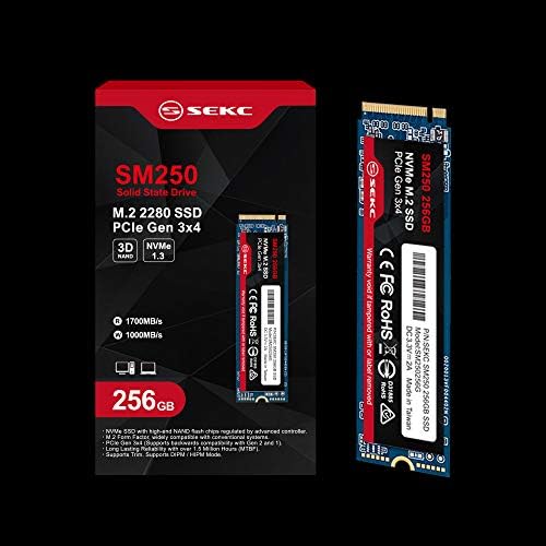 SEKC SM250256G 256GB NVME M.2 2280 PCIE GEN 3X4, SSD, DRIVE R / W CDM do 1700/1000 MB / S, do