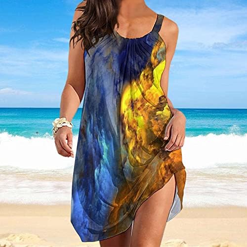 Haljina za žene ljetna plaža prolećna atmosferska štampa labava haljina za ljuljanje Cover Up Sundress
