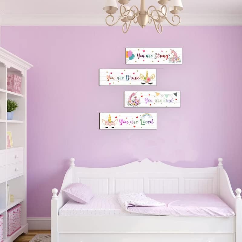 4 komada jednorog dugi zidni dekor za djevojčice Soba jednorog Rainbow Motivacijska zidna umjetnost Viseća