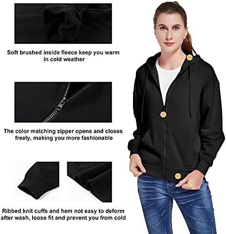 KowsPort Ženski zip up dukseli meko četkani runo dukseri za žene za žene veličine S-2XL