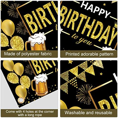 Crni i zlatni ukrasi za rođendan, crno zlato sretan rođendan Tema Backdrop Party potpisni materijal,