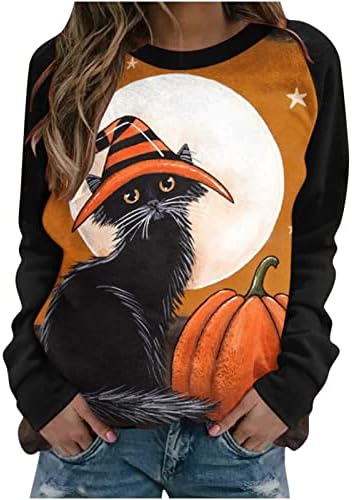 Crew Crt Camisole Womens rukav bundeve Witch Moon Cat Festival Halloween Lounge Kawaii Bluze Bustier