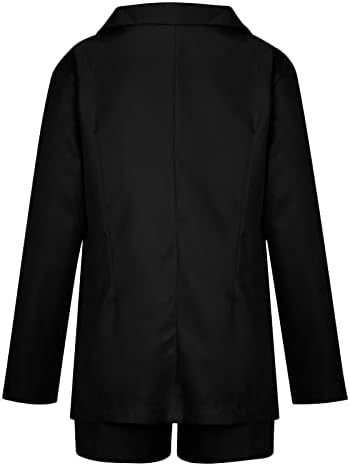 Ženska labava fit blazer odijela dugih rukava Dressy Blazer jakne ravne šorc kopča kaiš dva komada