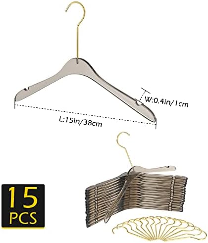 Akrilni vješalice sa dyna-živim 15 pakovanja stilski vješalice za odjeću sa zlatnim kukama za neklizajuće