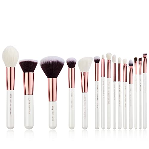 JESSUP Brand 15pcs Biserni bijeli / ružičasti četkice za šminkanje šminke čim se komplet alata