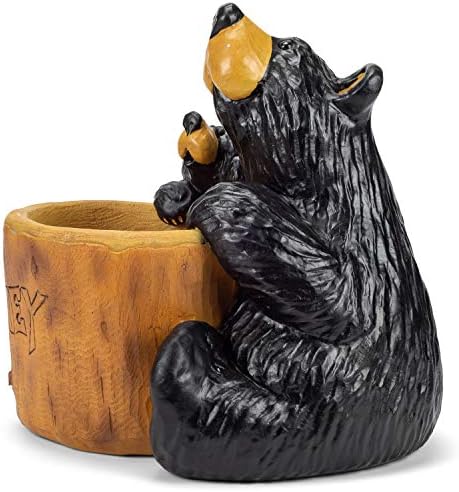 Demdaco medeni medved Grand Midnight crna 12 x 9 ručna kamena figurica